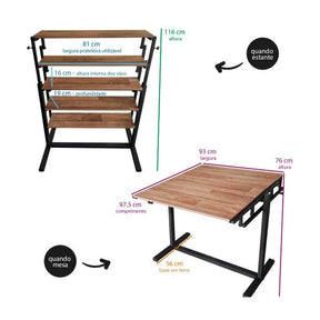 [PAGUE 1 LEVE 2] Mesa Prateleira FlexHome - Estilo industrial
